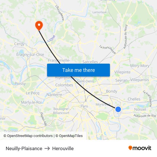 Neuilly-Plaisance to Herouville map