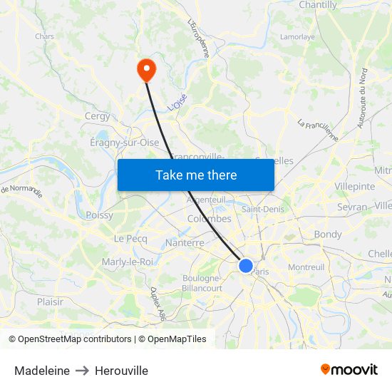Madeleine to Herouville map
