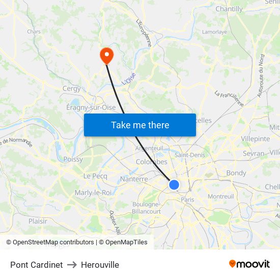 Pont Cardinet to Herouville map