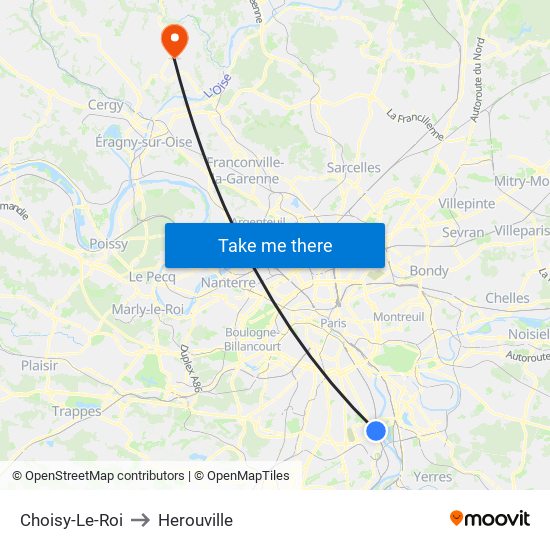 Choisy-Le-Roi to Herouville map