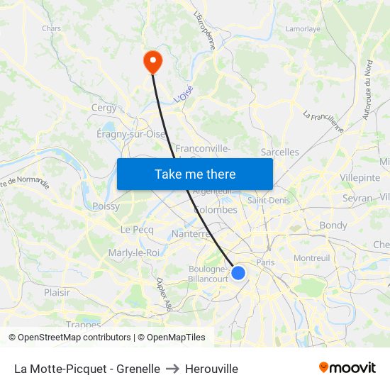 La Motte-Picquet - Grenelle to Herouville map