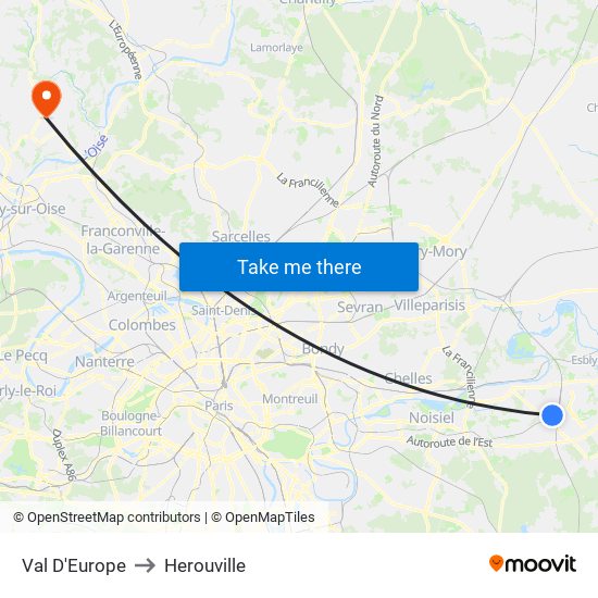 Val D'Europe to Herouville map