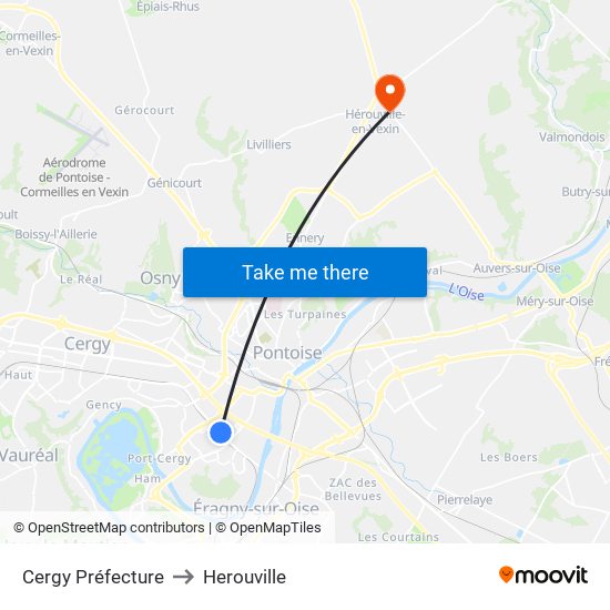 Cergy Préfecture to Herouville map