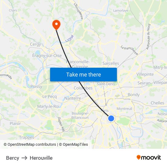 Bercy to Herouville map