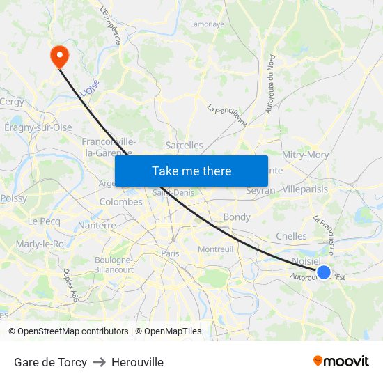 Gare de Torcy to Herouville map