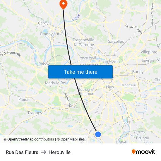 Rue Des Fleurs to Herouville map