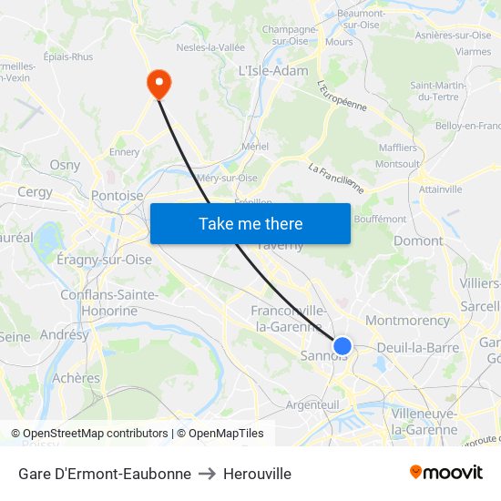 Gare D'Ermont-Eaubonne to Herouville map