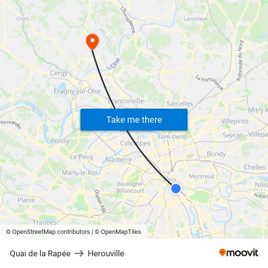 Quai de la Rapée to Herouville map