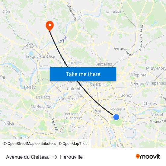 Avenue du Château to Herouville map