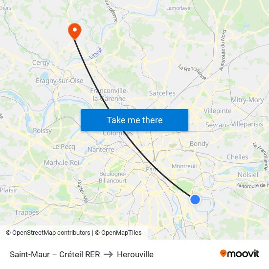 Saint-Maur – Créteil RER to Herouville map