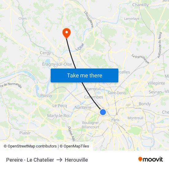 Pereire - Le Chatelier to Herouville map