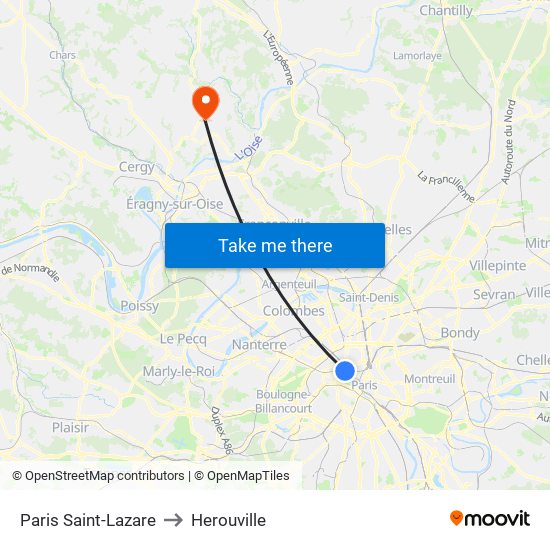 Paris Saint-Lazare to Herouville map