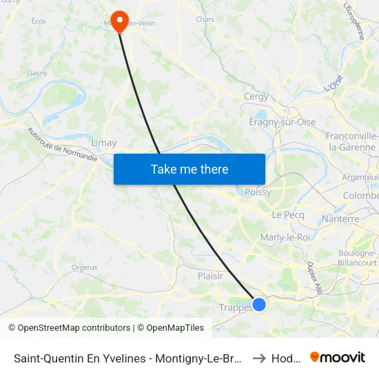 Saint-Quentin En Yvelines - Montigny-Le-Bretonneux to Hodent map