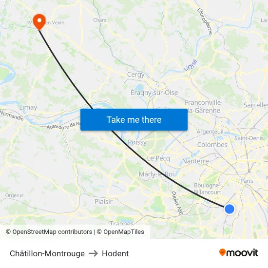 Châtillon-Montrouge to Hodent map