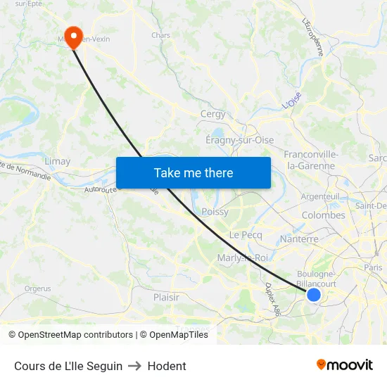 Cours de L'Ile Seguin to Hodent map
