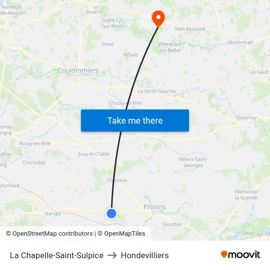 La Chapelle-Saint-Sulpice to Hondevilliers map