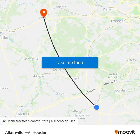 Allainville to Houdan map