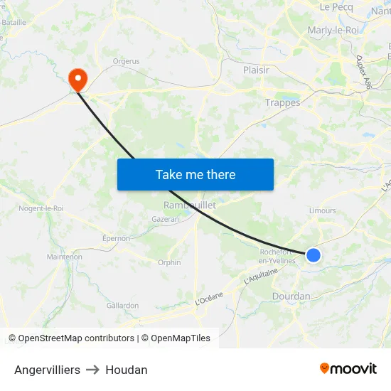Angervilliers to Houdan map