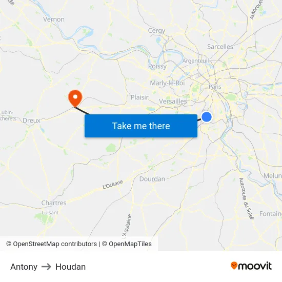 Antony to Houdan map