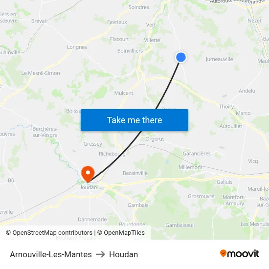 Arnouville-Les-Mantes to Houdan map
