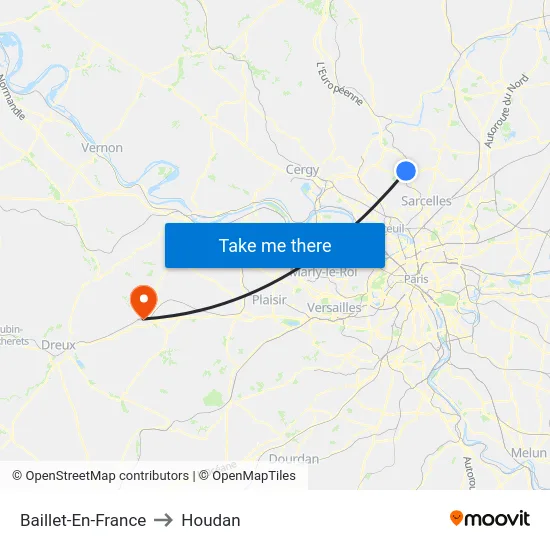 Baillet-En-France to Houdan map