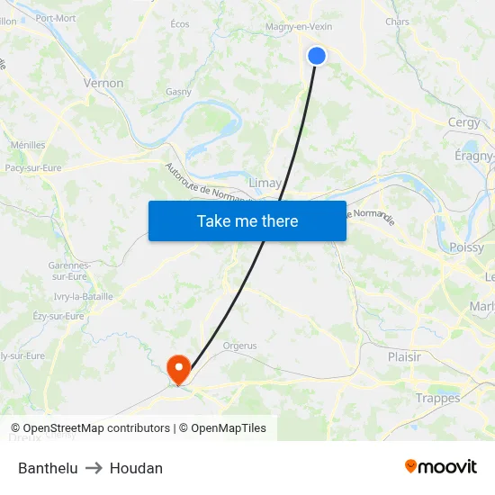 Banthelu to Houdan map