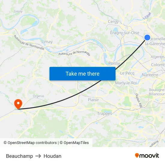 Beauchamp to Houdan map