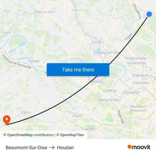 Beaumont-Sur-Oise to Houdan map