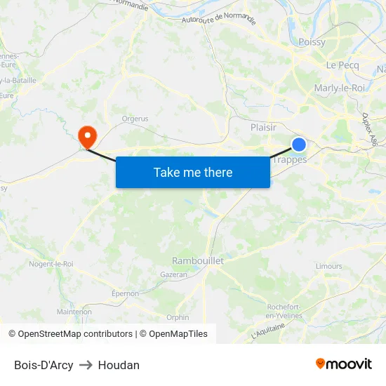 Bois-D'Arcy to Houdan map