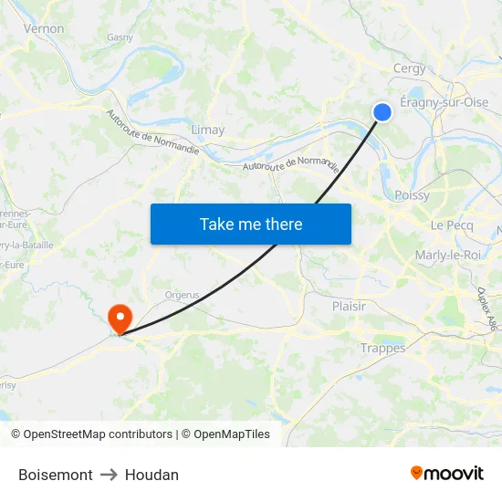 Boisemont to Houdan map