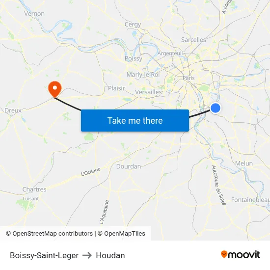 Boissy-Saint-Leger to Houdan map
