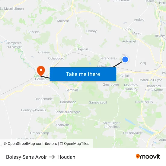 Boissy-Sans-Avoir to Houdan map