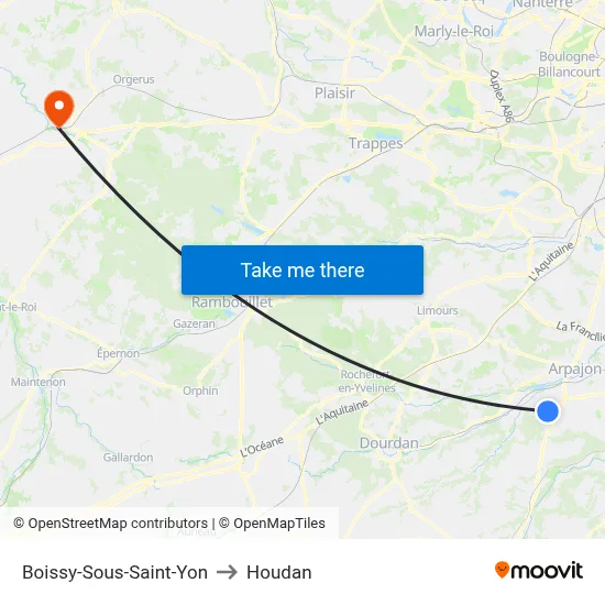 Boissy-Sous-Saint-Yon to Houdan map