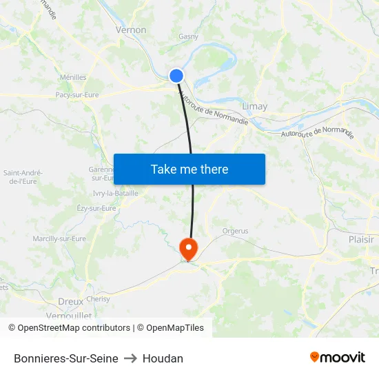 Bonnieres-Sur-Seine to Houdan map
