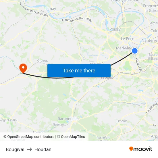 Bougival to Houdan map