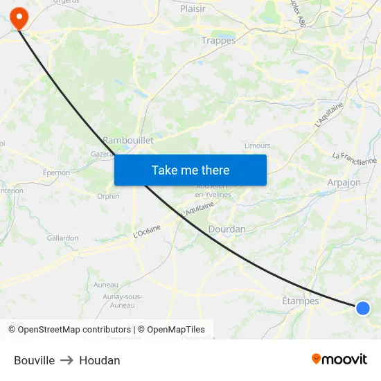 Bouville to Houdan map