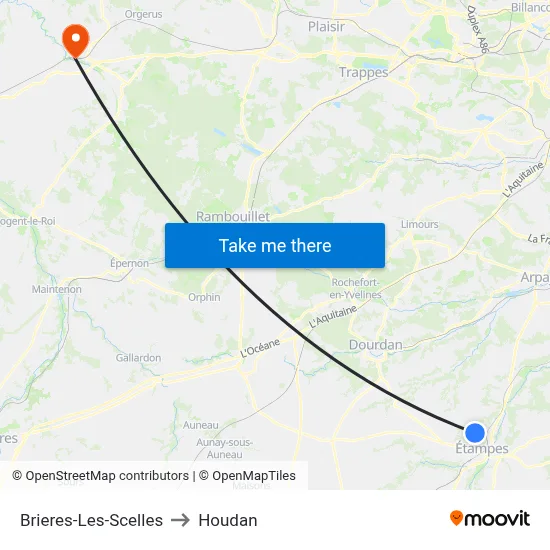 Brieres-Les-Scelles to Houdan map