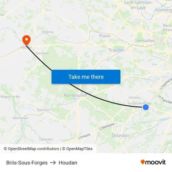 Briis-Sous-Forges to Houdan map
