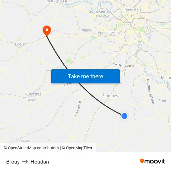 Brouy to Houdan map