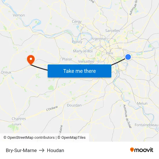 Bry-Sur-Marne to Houdan map