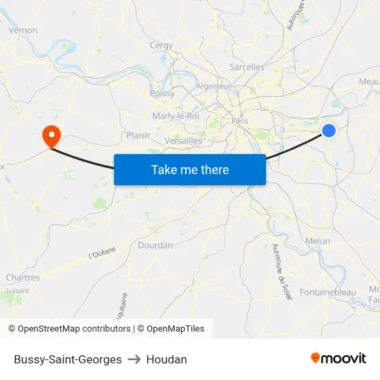 Bussy-Saint-Georges to Houdan map