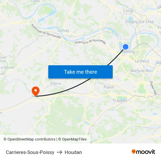 Carrieres-Sous-Poissy to Houdan map