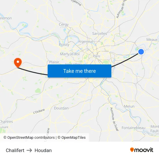 Chalifert to Houdan map