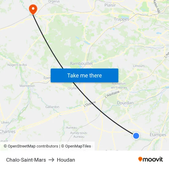 Chalo-Saint-Mars to Houdan map