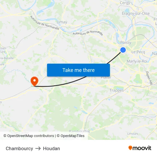 Chambourcy to Houdan map
