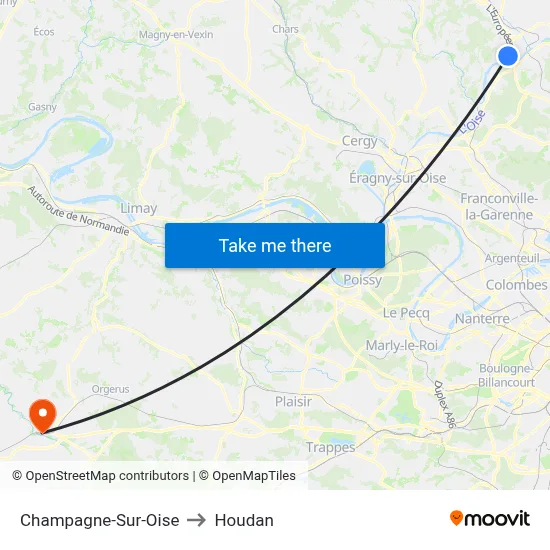 Champagne-Sur-Oise to Houdan map