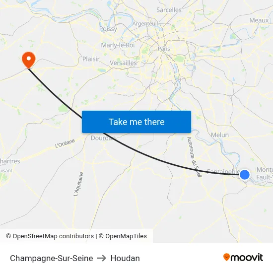 Champagne-Sur-Seine to Houdan map
