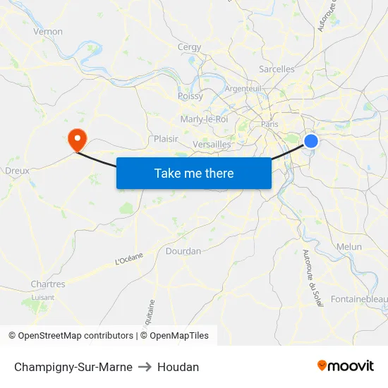 Champigny-Sur-Marne to Houdan map