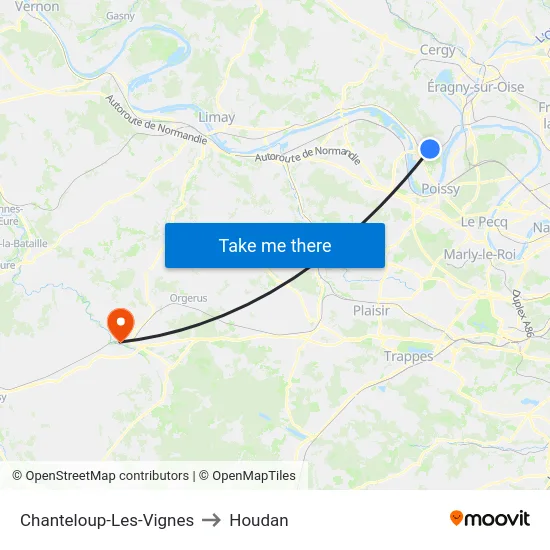 Chanteloup-Les-Vignes to Houdan map