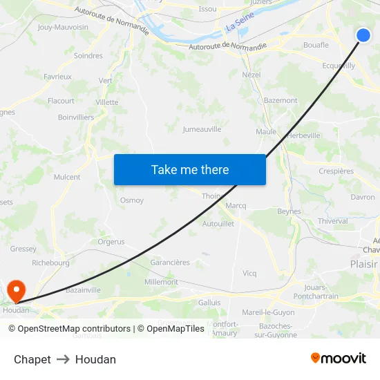 Chapet to Houdan map